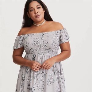 Torrid Gray Challis Floral Dress